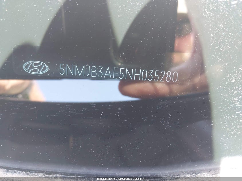 2022 Hyundai Tucson Sel VIN: 5NMJB3AE5NH035280 Lot: 44866771