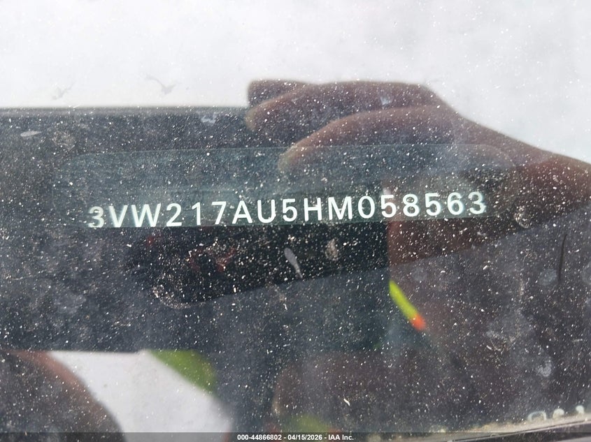 2017 Volkswagen Golf Tsi S 4-Door/Tsi Se 4-Door/Tsi Sel 4-Door/Tsi Wolfsburg Edition 4-Door VIN: 3VW217AU5HM058563 Lot: 44866802