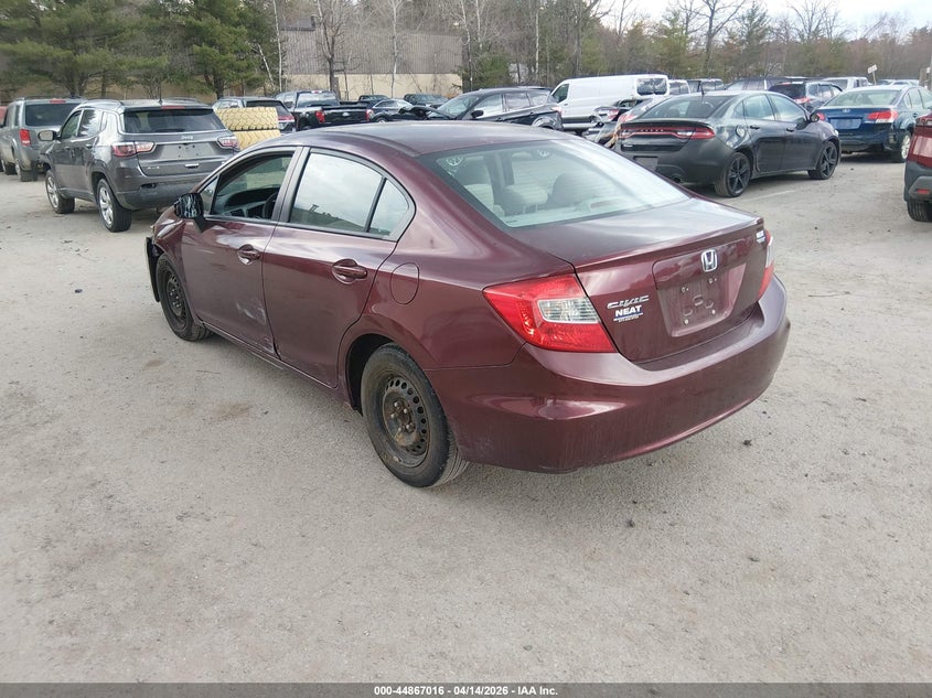 2012 Honda Civic 1.8 Lx red Lot 111044867016 Vin 2HGFB2F58CH554780