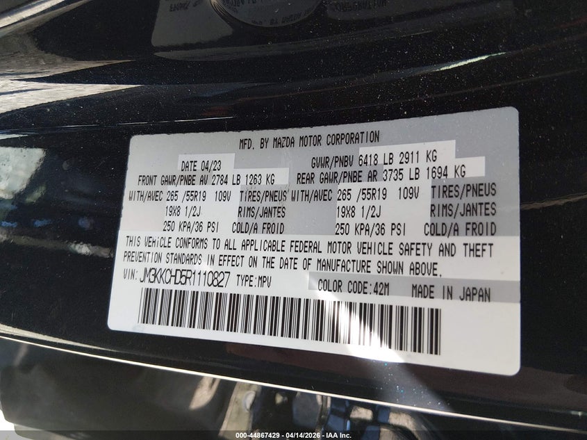 2024 Mazda Cx-90 3.3 Turbo Preferred Plus VIN: JM3KKCHD5R1110827 Lot: 44867429