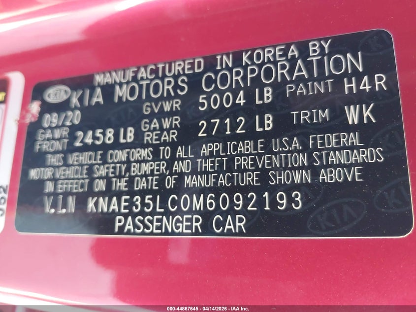 2021 Kia Stinger Gt VIN: KNAE35LC0M6092193 Lot: 44867645