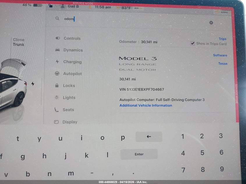 2023 Tesla Model 3 Long Range Dual Motor All-Wheel Drive VIN: 5YJ3E1EBXPF704667 Lot: 44868029
