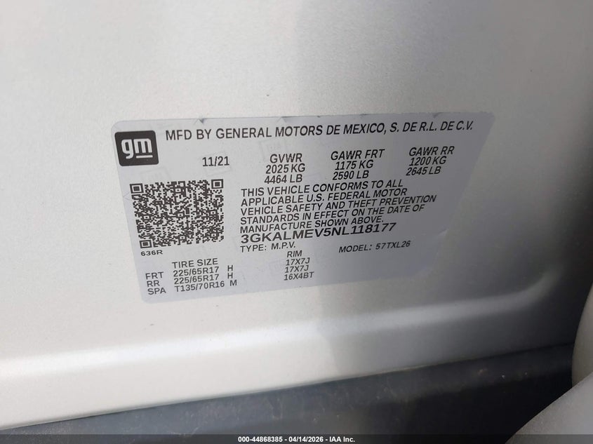 2022 GMC Terrain Fwd Sle VIN: 3GKALMEV5NL118177 Lot: 44868385