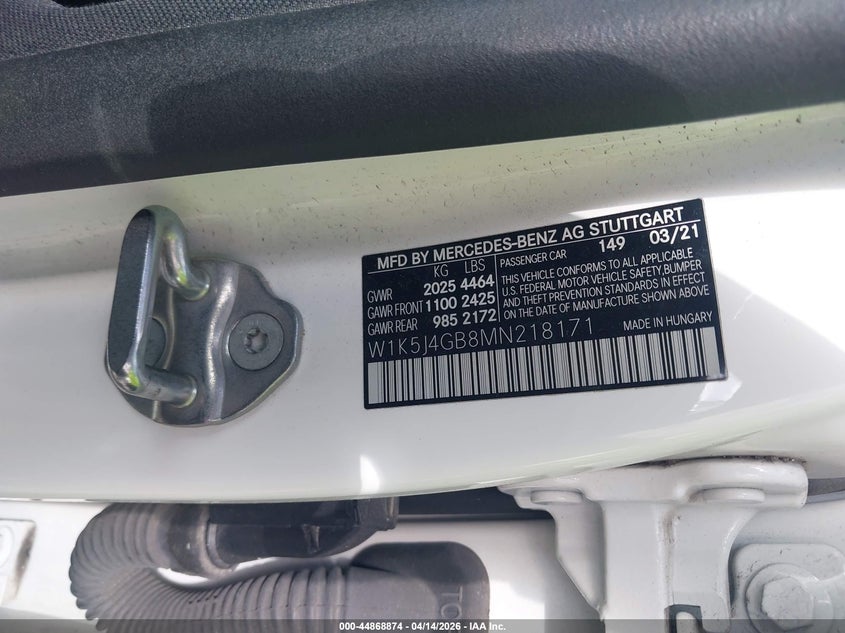 2021 Mercedes-Benz Cla 250 VIN: W1K5J4GB8MN218171 Lot: 44868874