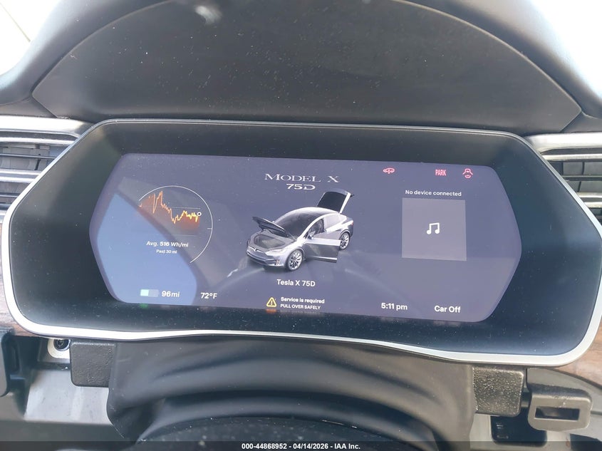 2018 Tesla Model X 100D/75D/P100D VIN: 5YJXCAE21JF087674 Lot: 44868952