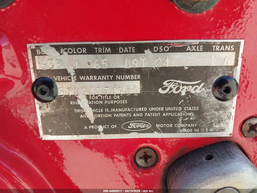 1965 Ford Mustang VIN: 5T09A174951 Lot: 44869317