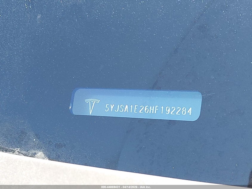 2017 Tesla Model S 100D/60D/75D/90D/P100D VIN: 5YJSA1E26HF192284 Lot: 44869431