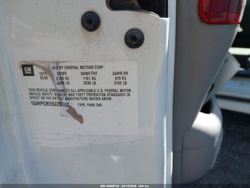 2005 Buick Lesabre Custom VIN: 1G4HP52K55U256592 Lot: 44869742