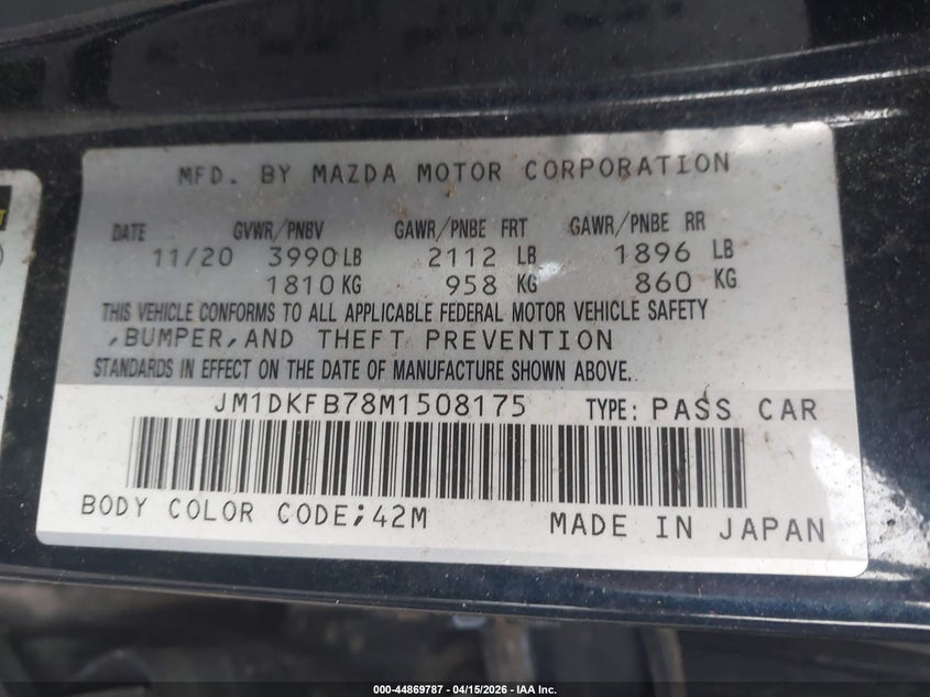 2021 Mazda Cx-3 Sport VIN: JM1DKFB78M1508175 Lot: 44869787