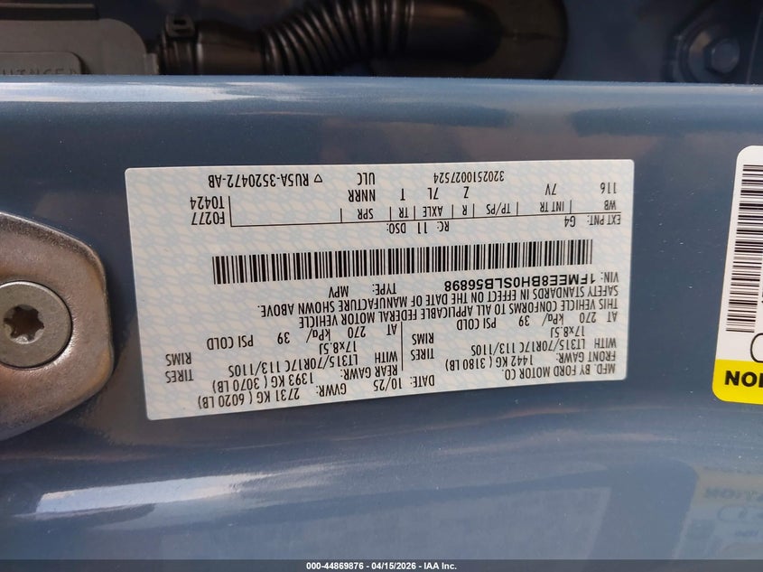 2025 Ford Bronco Outer Banks VIN: 1FMEE8BH0SLB56898 Lot: 44869876