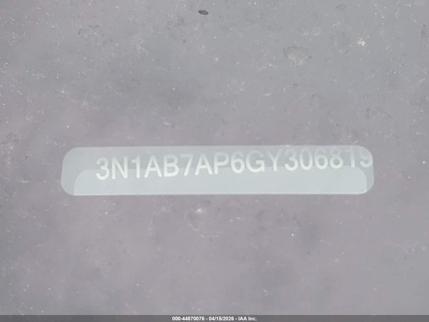 2016 Nissan Sentra Sv VIN: 3N1AB7AP6GY306819 Lot: 44870076
