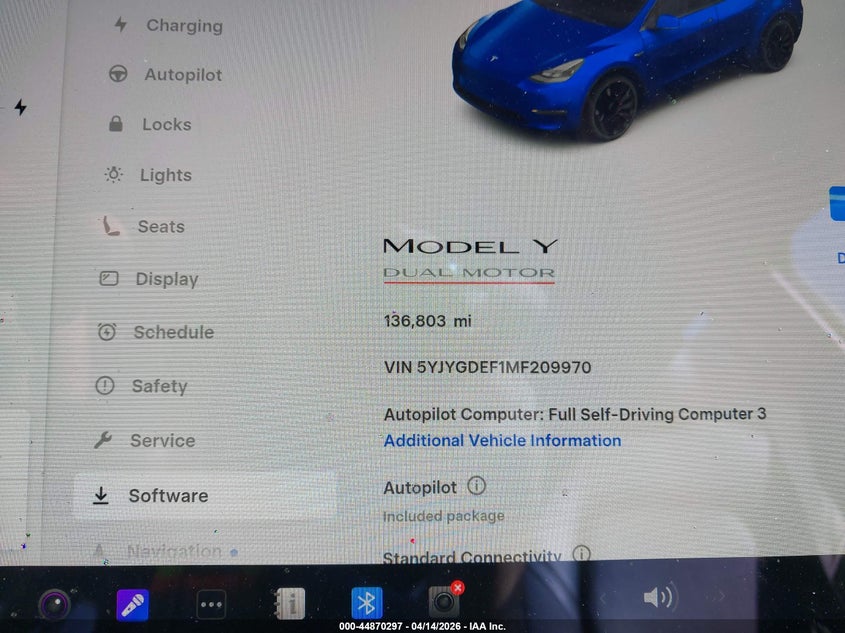 2021 Tesla Model Y Performance Dual Motor All-Wheel Drive VIN: 5YJYGDEF1MF209970 Lot: 44870297