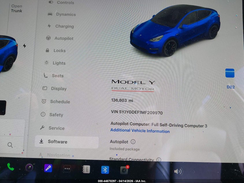 2021 Tesla Model Y Performance Dual Motor All-Wheel Drive VIN: 5YJYGDEF1MF209970 Lot: 44870297