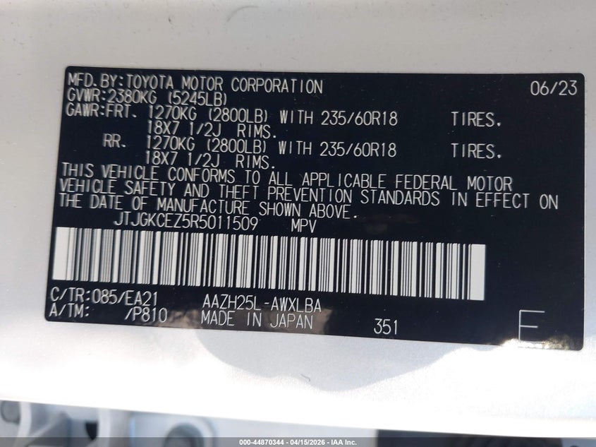 2024 Lexus Nx 350H Premium VIN: JTJGKCEZ5R5011509 Lot: 44870344