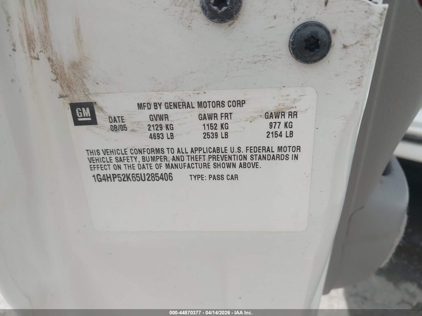 2005 Buick Lesabre Custom VIN: 1G4HP52K65U285406 Lot: 44870377