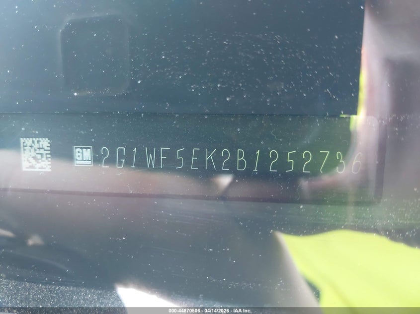 2011 Chevrolet Impala Ls VIN: 2G1WF5EK2B1252736 Lot: 44870506