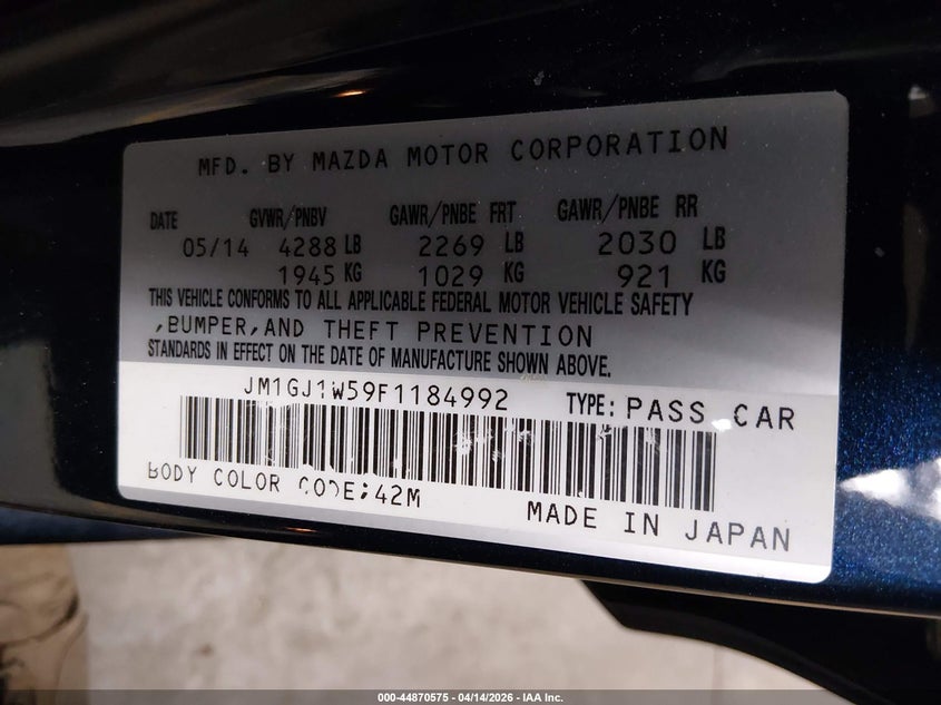 2015 Mazda Mazda6 I Grand Touring VIN: JM1GJ1W59F1184992 Lot: 44870575