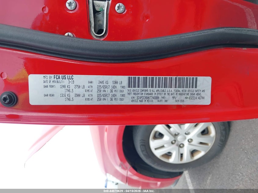 2019 Dodge Journey Se Value Package VIN: 3C4PDCAB0KT746880 Lot: 44870629