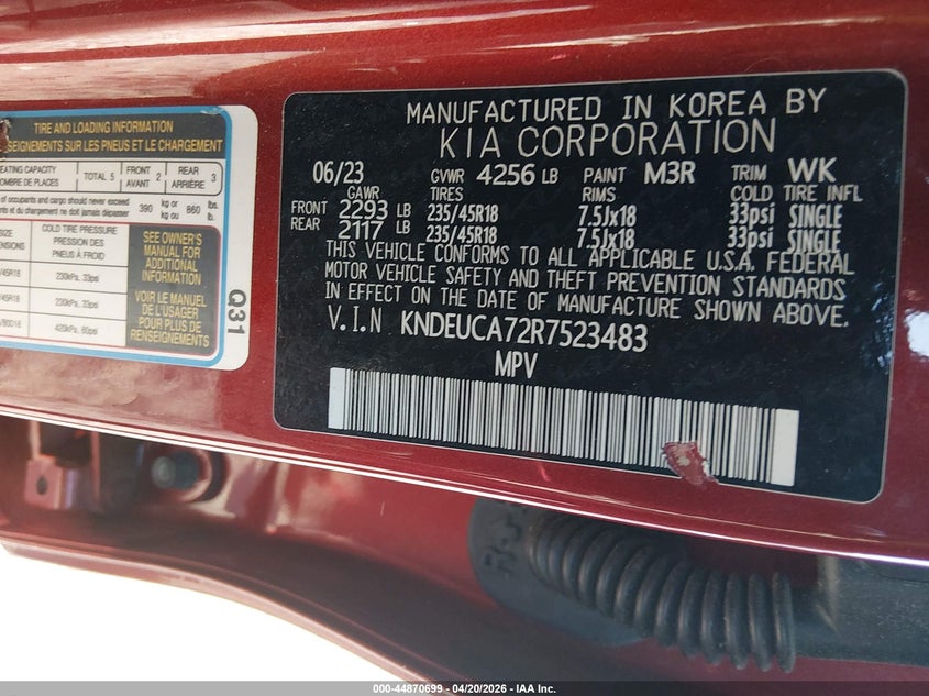 KIA SELTOS 2024 VIN KNDEUCA72R7523483