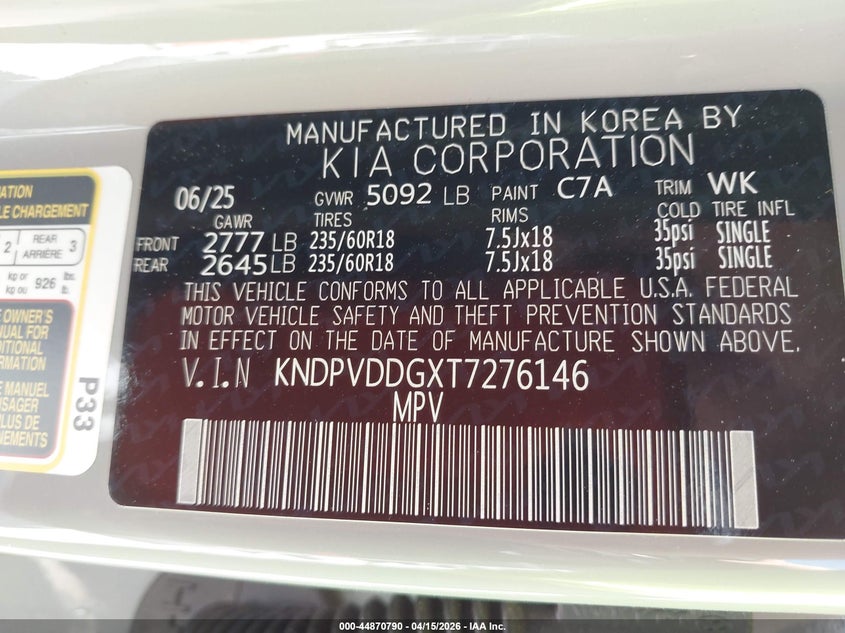 2026 Kia Sportage Hybrid Ex VIN: KNDPVDDGXT7276146 Lot: 44870790