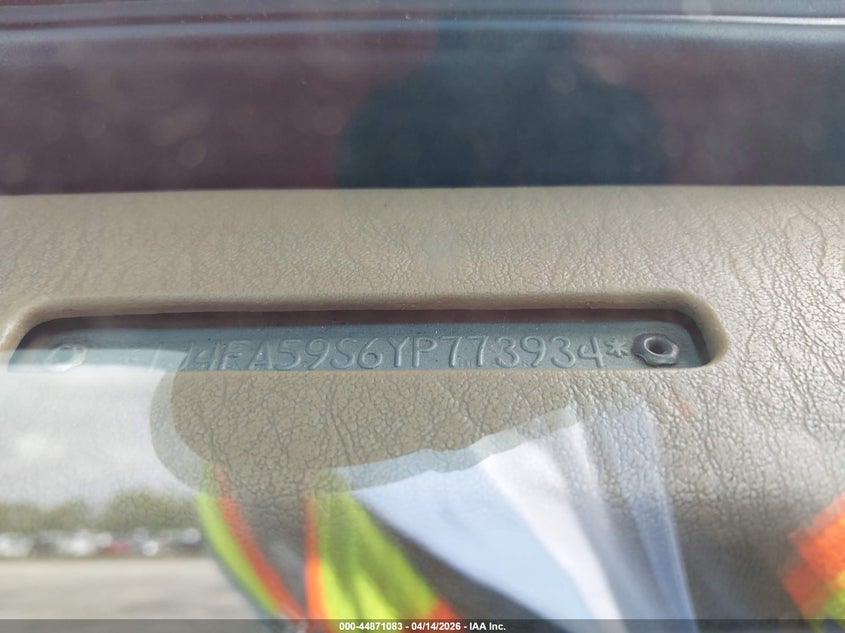 2000 Jeep Wrangler Sahara VIN: 1J4FA59S6YP773934 Lot: 44871083