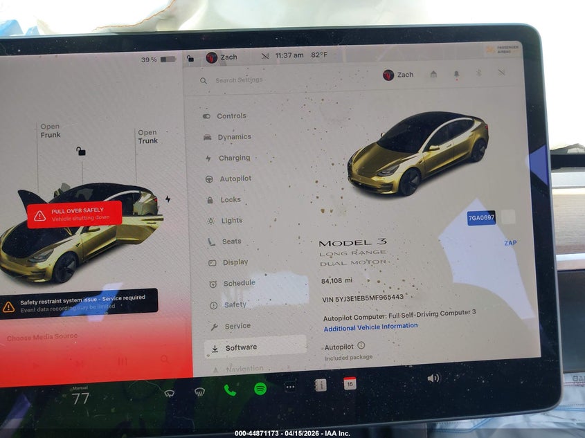 2021 Tesla Model 3 Long Range Dual Motor All-Wheel Drive VIN: 5YJ3E1EB5MF965443 Lot: 44871173