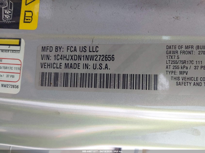 2022 Jeep Wrangler Unlimited Willys 4X4 VIN: 1C4HJXDN1NW272656 Lot: 44871377