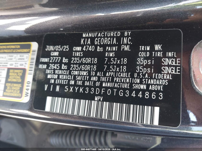 2026 Kia Sportage Ex VIN: 5XYK33DF0TG344863 Lot: 44871468