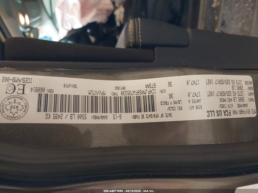 2015 Jeep Cherokee Sport VIN: 1C4PJMAS0FW735330 Lot: 44871690