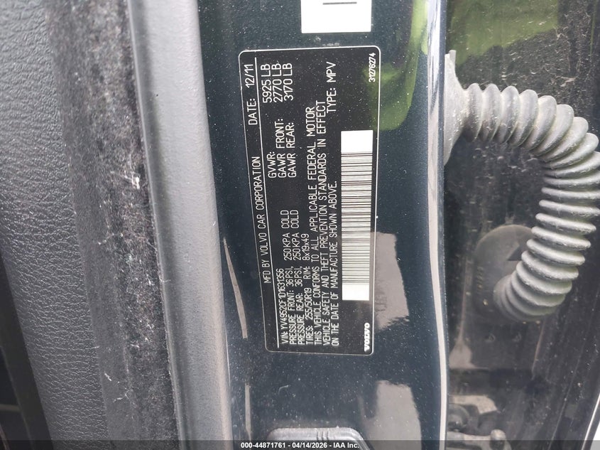 2013 Volvo Xc90 3.2 R-Design/3.2 R-Design Platinum/3.2 R-Design Premier Plus VIN: YV4952CF1D1631356 Lot: 44871761