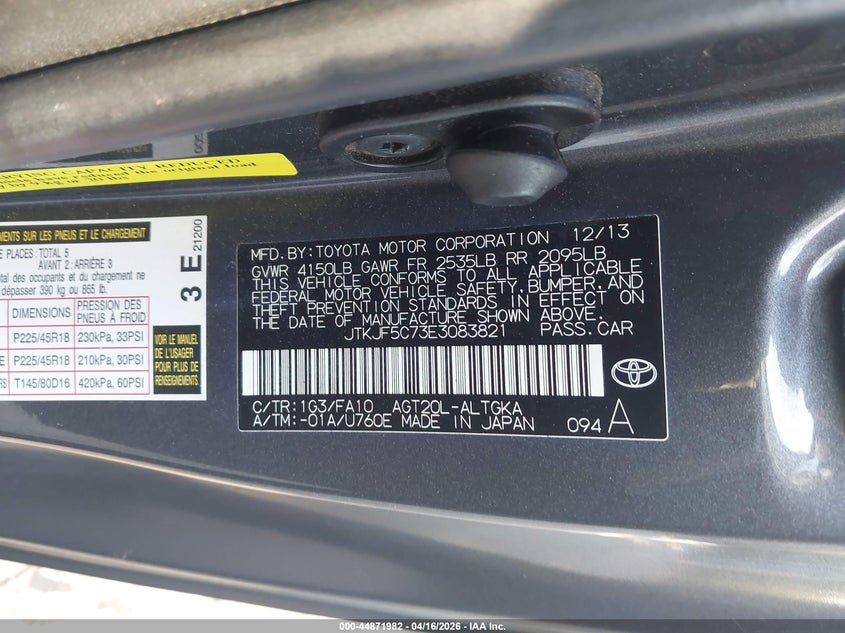 JTKJF5C73E3083821 2014 Scion Tc 2.5 grey