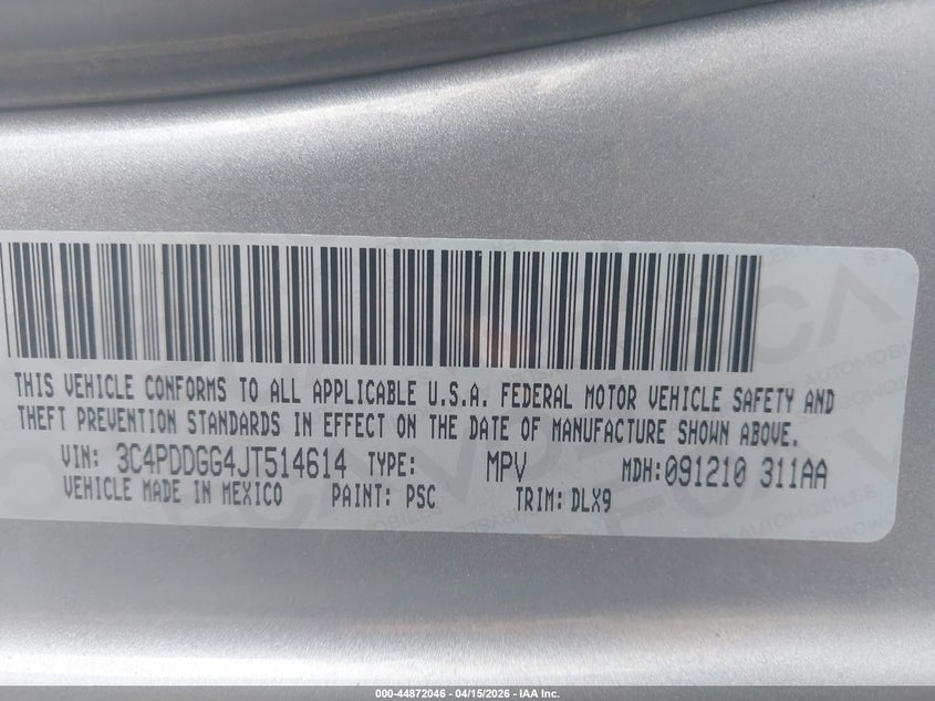 2018 Dodge Journey Crossroad Awd VIN: 3C4PDDGG4JT514614 Lot: 44872046