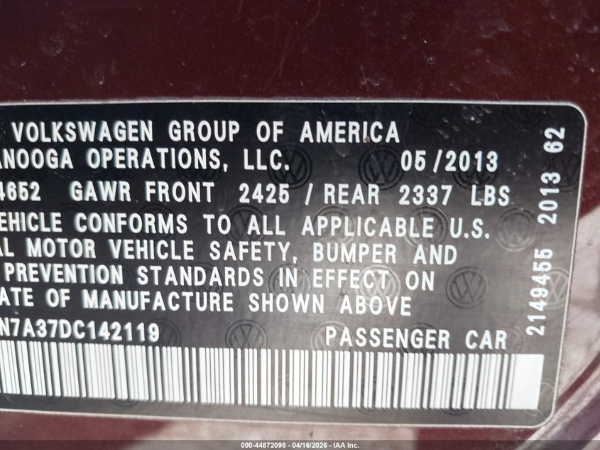 2013 Volkswagen Passat 2.0 2.0L Tdi Sel Premium brown Lot 111044872098 Vin 1VWCN7A37DC142119