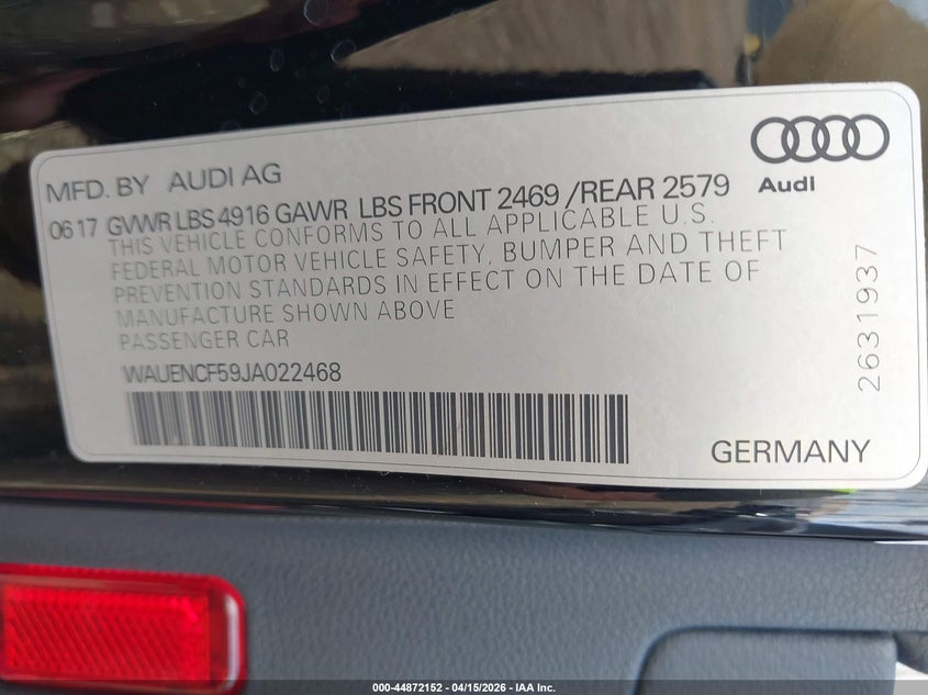 2018 Audi A5 2.0T Premium VIN: WAUENCF59JA022468 Lot: 44872152