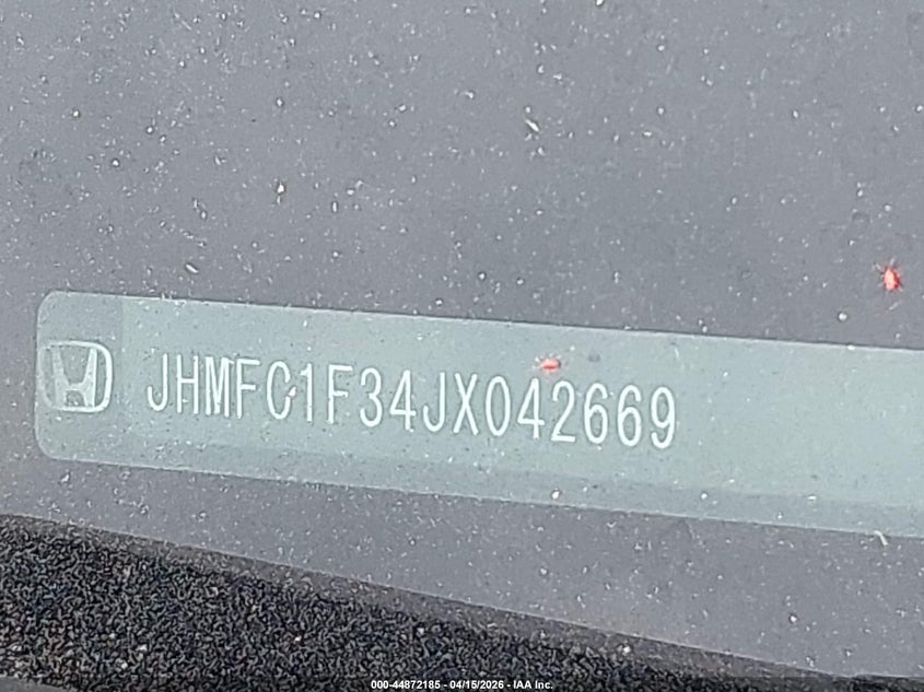 2018 Honda Civic Ex-T VIN: JHMFC1F34JX042669 Lot: 44872185