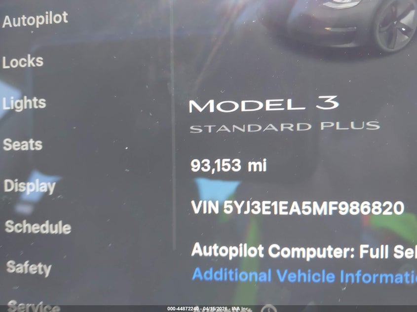 2021 Tesla Model 3 Standard Range Plus Rear-Wheel Drive VIN: 5YJ3E1EA5MF986820 Lot: 44872240
