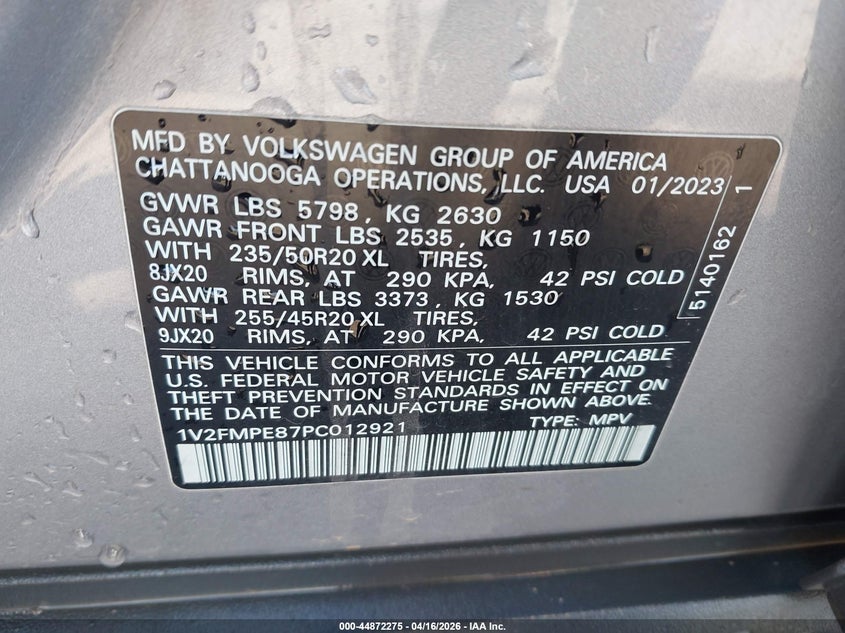 2023 Volkswagen Id.4 Id.4 Pro S/Pro S Plus silver Lot 111044872275 Vin 1V2FMPE87PC012921