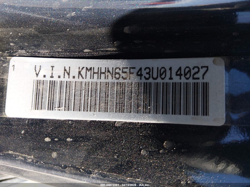 2003 Hyundai Tiburon Gt V6 VIN: KMHHN65F43U014027 Lot: 44872391