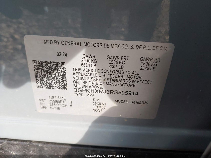2024 Honda Prologue Touring VIN: 3GPKHXRJ3RS505914 Lot: 44872586