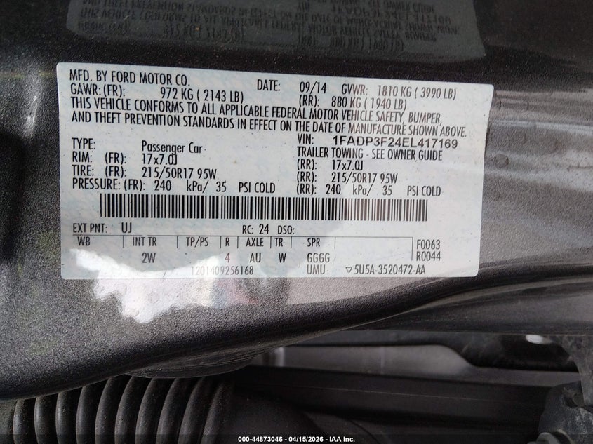 1FADP3F24EL417169 2014 Ford Focus 2.0 Se silver