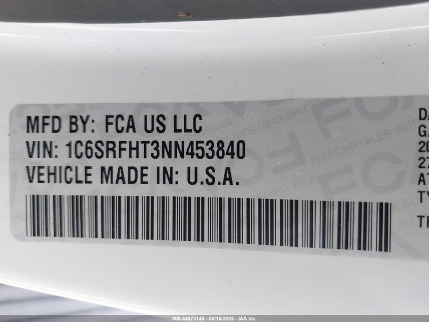 2022 Ram 1500 Limited 4X4 5'7 Box VIN: 1C6SRFHT3NN453840 Lot: 44873145