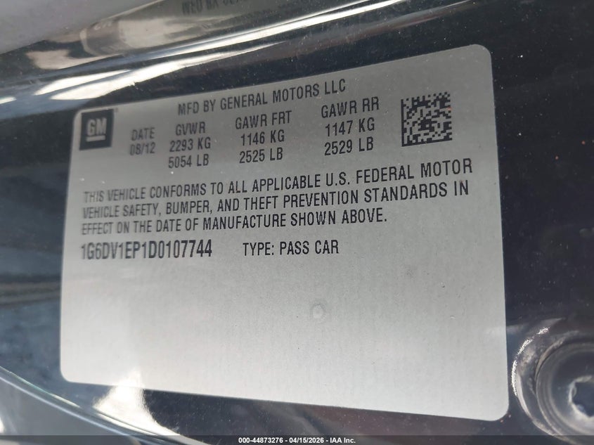 2013 Cadillac Cts-V VIN: 1G6DV1EP1D0107744 Lot: 44873276