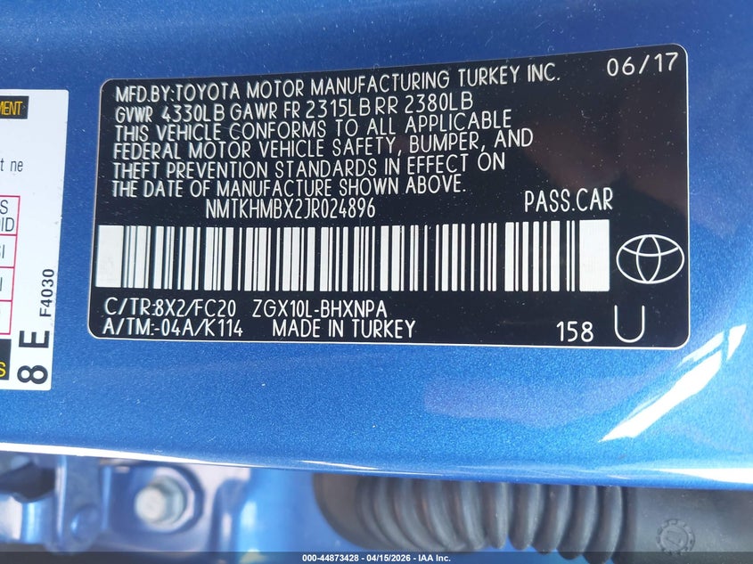 2018 Toyota C-Hr Xle VIN: NMTKHMBX2JR024896 Lot: 44873428