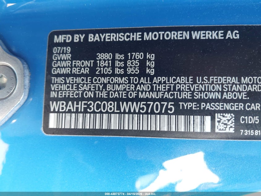 2020 BMW Z4 Sdrive30I VIN: WBAHF3C08LWW57075 Lot: 44873774