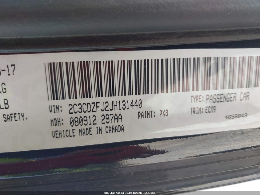 2018 Dodge Challenger 392 Hemi Scat Pack Shaker VIN: 2C3CDZFJ2JH131440 Lot: 44874534