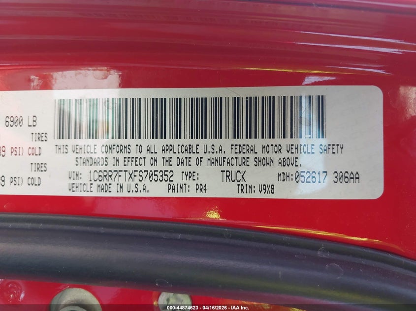 2015 Ram 1500 5.7 Ram Express red Lot 111044874623 Vin 1C6RR7FTXFS705352