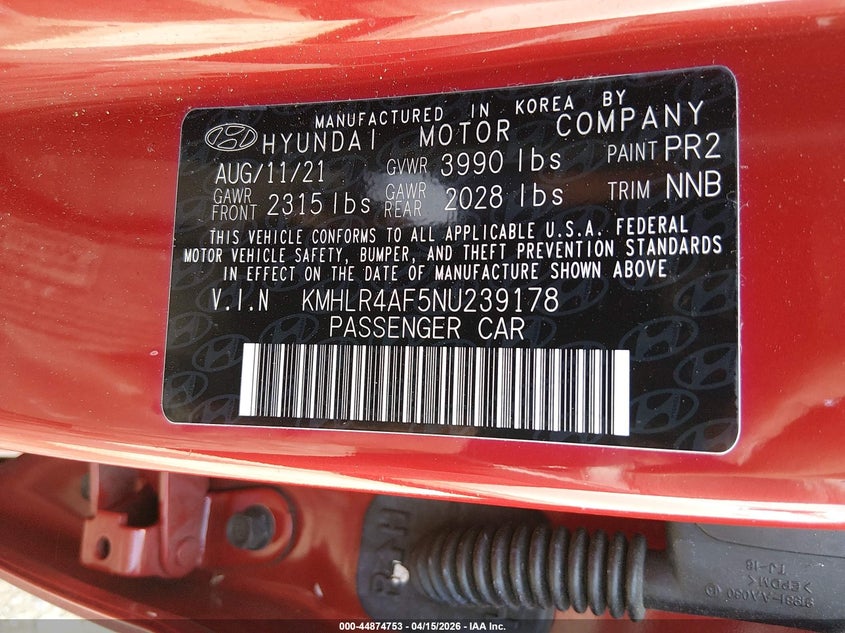2022 Hyundai Elantra N Line VIN: KMHLR4AF5NU239178 Lot: 44874753