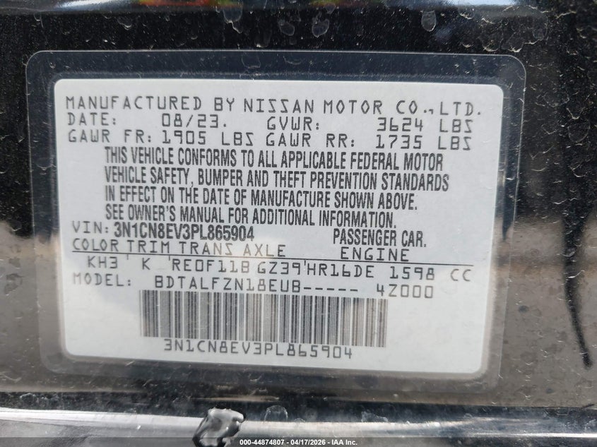 2023 NISSAN VERSA SEDAN 1.6L I-4 DOHC, VVT, 122HP