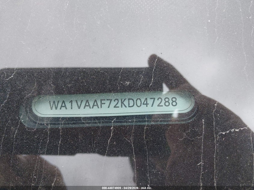 VIN: WA1VAAF72KD047288 2019 AUDI Q7 55 PREMIUM