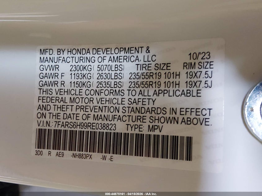 2024 Honda Cr-V Hybrid Sport Touring VIN: 7FARS6H99RE038823 Lot: 44875161